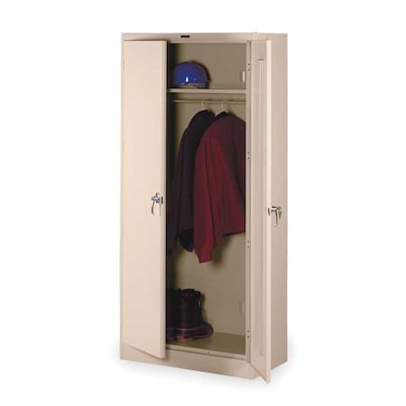 Wardrobe Storage Cabinet, 78 in H, 36 in W, 18 in D, Swing, Keyed, Sand, 1 Shelves, 0 Drawers MPN:1871SD