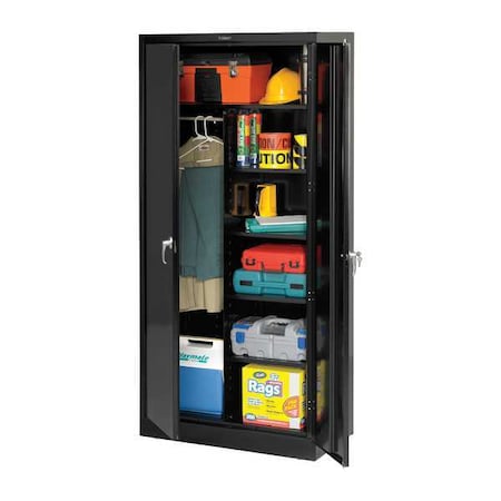 Combo Wardrobe Storage Cabinet, 78 in H, 36 in W, Swing, Keyed, Black, 6 Shelves, 0 Drawers MPN:2472 BLACK