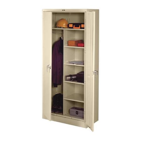 Combo Wardrobe Storage Cabinet, 78 in H, 36 in W, 24 in D, Swing, Keyed, Sand, 5 Shelves, 0 Drawers MPN:2472 SD