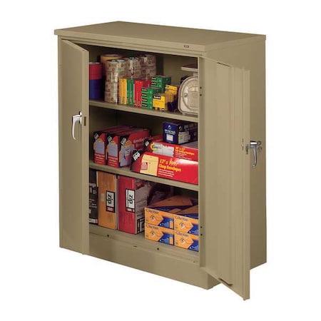 Shelving Storage Cabinet, 42 in H, 36 in W, 18 in D, Swing, Keyed, Sand, 2 Shelves, 0 Drawers MPN:4218DLX-SD