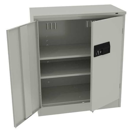 Shelving Storage Cabinet, 42 in H, 36 in W, 18 in D, Recessed Pull, Electronic Keypad, Light Gray MPN:4218DLXELLG