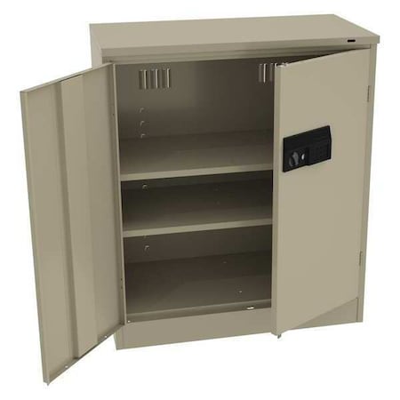 Shelving Storage Cabinet, 42 in H, 36 in W, 18 in D, Recessed Pull, Electronic Keypad, Sand MPN:4218DLXELSD