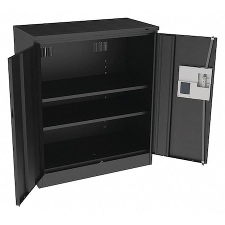 Shelving Storage Cabinet, 42 in H, 36 in W, 18 in D, Recessed Pull, Electronic Keypad, Black MPN:4218ELBK