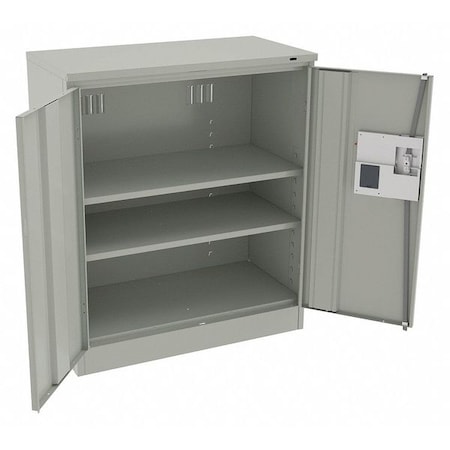 Shelving Storage Cabinet, 42 in H, 36 in W, 18 in D, Recessed Pull, Electronic Keypad, Light Gray MPN:4218ELLG