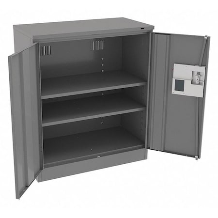 Shelving Storage Cabinet, 42 in H, 36 in W, 18 in D, Recessed Pull, Electronic Keypad, Medium Gray MPN:4218ELMG