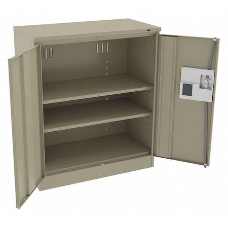 Shelving Storage Cabinet, 42 in H, 36 in W, 18 in D, Recessed Pull, Electronic Keypad, Sand MPN:4218ELSD
