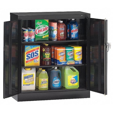 Shelving Storage Cabinet, 42 in H, 36 in W, 24 in D, Swing, Keyed, Black, 2 Shelves, 0 Drawers MPN:4224DLX