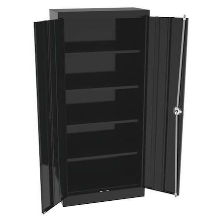 Shelving Storage Cabinet, 66 in H, 30 in W, 15 in D, Recessed Pull, Keyed, Black, 4 Shelves MPN:6615BK