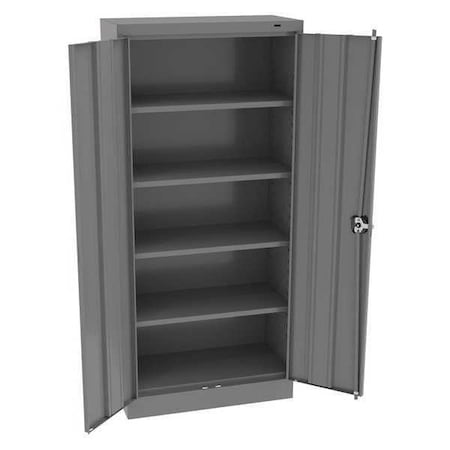 Shelving Storage Cabinet, 66 in H, 30 in W, 15 in D, Recessed Pull, Keyed, Medium Gray, 4 Shelves MPN:6615MG