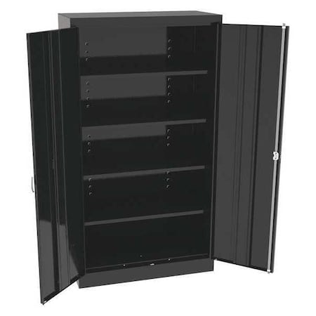 Shelving Storage Cabinet, 66 in H, 36 in W, 18 in D, Swing, Keyed, Black, 4 Shelves, 0 Drawers MPN:6618DHBK
