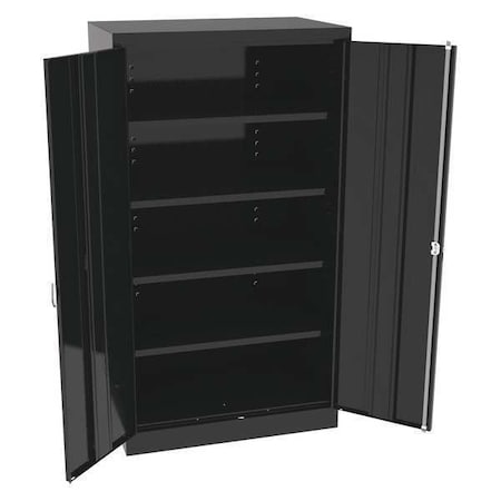 Shelving Storage Cabinet, 66 in H, 36 in W, 24 in D, Swing, Keyed, Black, 4 Shelves, 0 Drawers MPN:6624DHBK