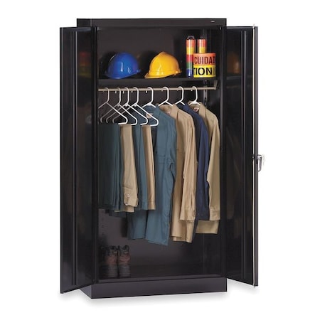 Wardrobe Storage Cabinet, 72 in H, 36 in W, Swing, Keyed, Black, 1 Shelves, 0 Drawers MPN:7114BK