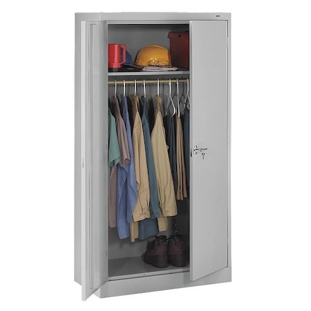 Wardrobe Storage Cabinet, 72 in H, 36 in W, Swing, Keyed, Light Gray, 1 Shelves, 0 Drawers MPN:7114LGY
