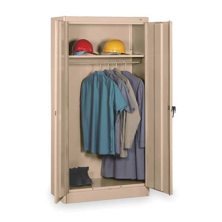 Wardrobe Storage Cabinet, 72 in H, 36 in W, 18 in D, Swing, Keyed, Sand, 1 Shelves, 0 Drawers MPN:7114SD