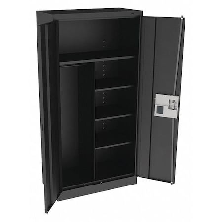 Combo Wardrobe Storage Cabinet, 72 in H, 36 in W, 18 in D, Recessed Pull, Electronic Keypad, Black MPN:7214ELBK