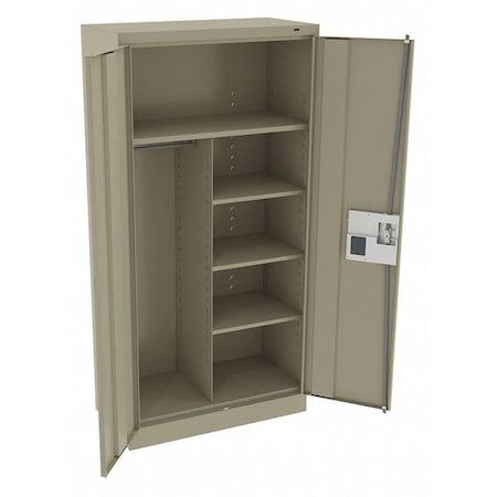 Combo Wardrobe Storage Cabinet, 72 in H, 36 in W, 18 in D, Recessed Pull, Electronic Keypad, Sand MPN:7214ELSD