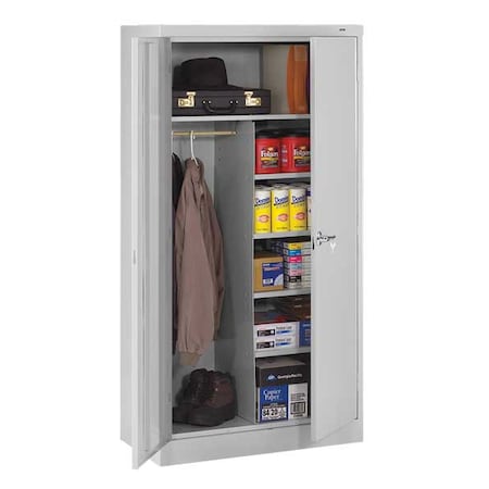 Combo Wardrobe Storage Cabinet, 72 in H, 36 in W, 18 in D, Swing, Keyed, Light Gray, 5 Shelves MPN:7214LGY