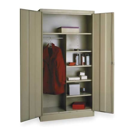 Combo Wardrobe Storage Cabinet, 72 in H, 36 in W, Swing, Keyed, Sand, 5 Shelves, 0 Drawers MPN:7214SD