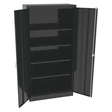 Shelving Storage Cabinet, 72 in H, 36 in W, 18 in D, Swing, Keyed, Black, 4 Shelves, 0 Drawers MPN:7218DLXBK