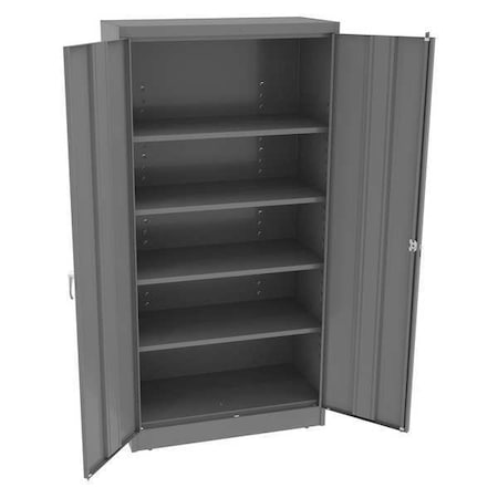 Shelving Storage Cabinet, 72 in H, 36 in W, 18 in D, Swing, Keyed, Medium Gray, 4 Shelves, 0 Drawers MPN:7218DLXMG