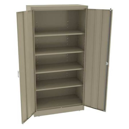Shelving Storage Cabinet, 72 in H, 36 in W, 18 in D, Swing, Keyed, Sand, 4 Shelves, 0 Drawers MPN:7218DLXSD