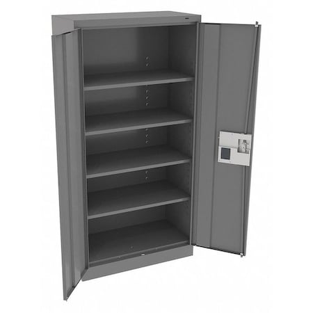 Shelving Storage Cabinet, 72 in H, 36 in W, 18 in D, Recessed Pull, Electronic Keypad, Medium Gray MPN:7218ELMG