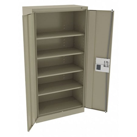 Shelving Storage Cabinet, 72 in H, 36 in W, 18 in D, Recessed Pull, Electronic Keypad, Sand MPN:7218ELSD