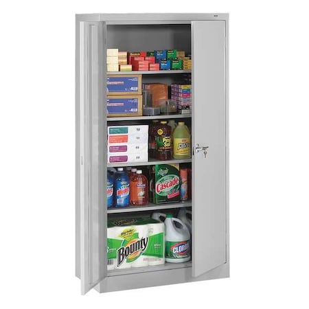 Shelving Storage Cabinet, 72 in H, 36 in W, 18 in D, Swing, Keyed, Light Gray, 4 Shelves, 0 Drawers MPN:7218LGY