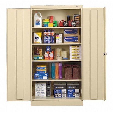 Shelving Storage Cabinet, 72 in H, 36 in W, 18 in D, Swing, Keyed, Champagne/Putty, 4 Shelves MPN:7218PY
