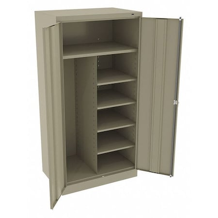 Combo Wardrobe Storage Cabinet, 72 in H, 36 in W, Swing, Keyed, Sand, 5 Shelves, 0 Drawers MPN:7220 SAND