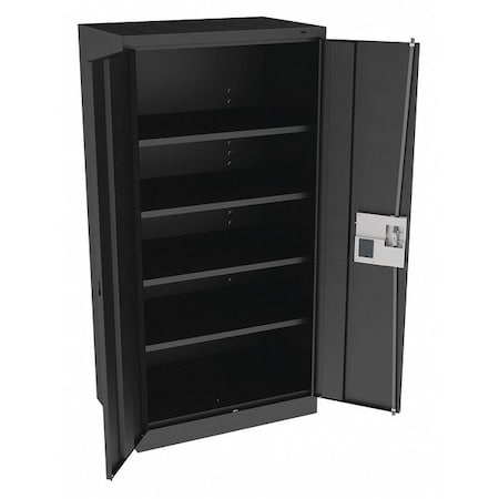 Shelving Storage Cabinet, 72 in H, 36 in W, 24 in D, Recessed Pull, Electronic Keypad, Black MPN:7224ELBK