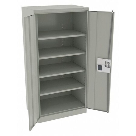 Shelving Storage Cabinet, 72 in H, 36 in W, 24 in D, Recessed Pull, Electronic Keypad, Light Gray MPN:7224ELLG