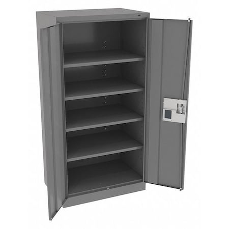 Shelving Storage Cabinet, 72 in H, 36 in W, 24 in D, Recessed Pull, Electronic Keypad, Medium Gray MPN:7224ELMG