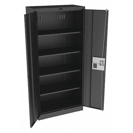 Shelving Storage Cabinet, 78 in H, 36 in W, 18 in D, Recessed Pull, Electronic Keypad, Black MPN:7818ELBK