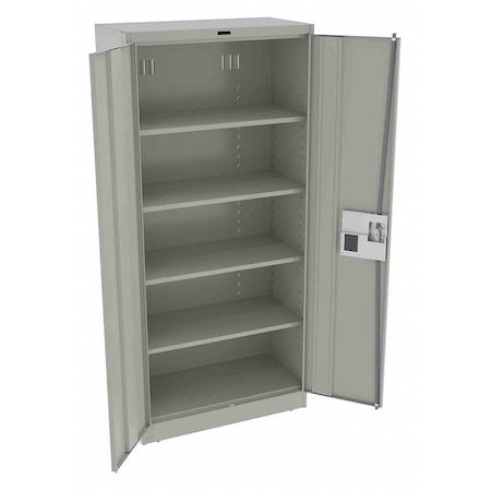 Shelving Storage Cabinet, 78 in H, 36 in W, 18 in D, Recessed Pull, Electronic Keypad, Light Gray MPN:7818ELLG