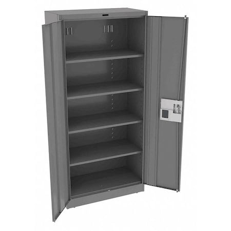 Shelving Storage Cabinet, 78 in H, 36 in W, 18 in D, Recessed Pull, Electronic Keypad, Medium Gray MPN:7818ELMG