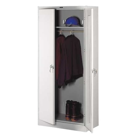 Wardrobe Storage Cabinet, 78 in H, 36 in W, 18 in D, Swing, Keyed, Light Gray, 1 Shelves, 0 Drawers MPN:7818WLGY