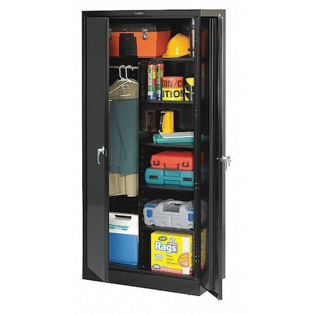 Combo Wardrobe Storage Cabinet, 78 in H, 36 in W, 24 in D, Swing, Keyed, Black, 5 Shelves, 0 Drawers MPN:7820BK