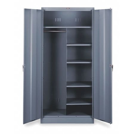 Combo Wardrobe Storage Cabinet, 78 in H, 36 in W, 24 in D, Swing, Keyed, Medium Gray, 5 Shelves MPN:7820MGY