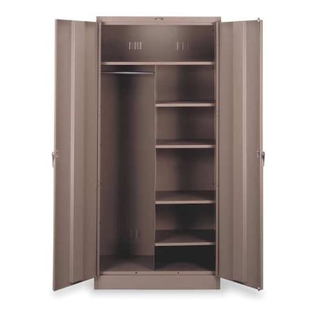 Combo Wardrobe Storage Cabinet, 78 in H, 36 in W, 24 in D, Swing, Keyed, Sand, 5 Shelves, 0 Drawers MPN:7820SD