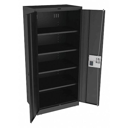 Shelving Storage Cabinet, 78 in H, 36 in W, 24 in D, Recessed Pull, Electronic Keypad, Black MPN:7824ELBK