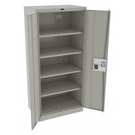 Shelving Storage Cabinet, 78 in H, 36 in W, 24 in D, Recessed Pull, Electronic Keypad, Light Gray MPN:7824ELLG