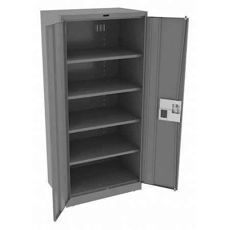 Shelving Storage Cabinet, 78 in H, 36 in W, 24 in D, Recessed Pull, Electronic Keypad, Medium Gray MPN:7824ELMG