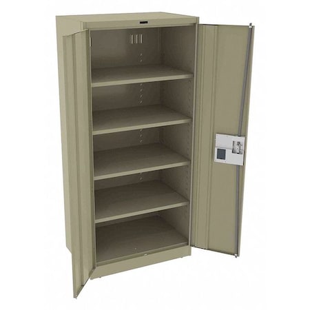 Shelving Storage Cabinet, 78 in H, 36 in W, 24 in D, Recessed Pull, Electronic Keypad, Sand MPN:7824ELSD