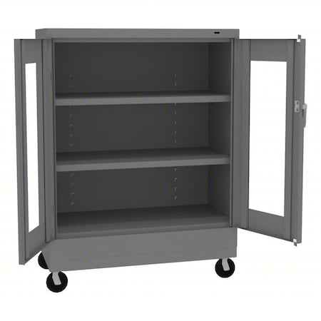 Clearview Door C-Thru Mobile Storage Cabinet, 36 in W, 42 in H, 18 in D, Medium Gray MPN:CKCVD4218-MGY