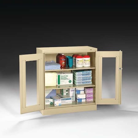 Shelving Storage Cabinet, 42 in H, 36 in W, Swing, Keyed, Sand, 2 Shelves, 0 Drawers MPN:CVD1442 SAND