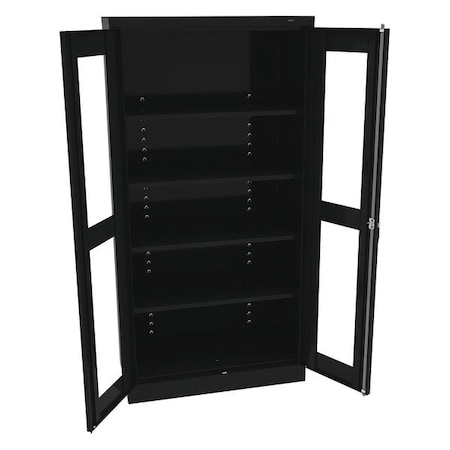 Shelving Storage Cabinet, 72 in H, 36 in W, Swing, Keyed, Black, 4 Shelves, 0 Drawers MPN:CVD1470 BLACK