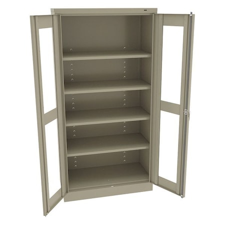 Shelving Storage Cabinet, 72 in H, 36 in W, Swing, Keyed, Sand, 4 Shelves, 0 Drawers MPN:CVD1470 SAND