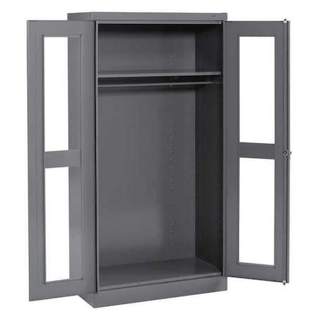 Wardrobe Storage Cabinet, 72 in H, 36 in W, 18 in D, Swing, Keyed, Medium Gray, 1 Shelves, 0 Drawers MPN:CVD1471 MED GREY