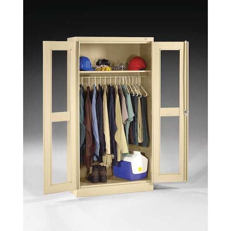 Wardrobe Storage Cabinet, 72 in H, 36 in W, 18 in D, Swing, Keyed, Sand, 1 Shelves, 0 Drawers MPN:CVD1471 SAND
